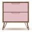 Rockefeller 2.0 Mid-Century - Modern Nightstand With 2-Drawer In Nature And Rose Pink