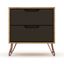 Rockefeller 2.0 Mid-Century - Modern Nightstand With 2-Drawer In Nature And Textured Grey