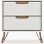 Rockefeller 2.0 Mid-Century - Modern Nightstand With 2-Drawer In Off White And Nature