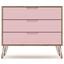 Rockefeller Mid-Century - Modern Dresser With 3 - Drawers In Nature And Rose Pink