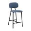 Rococo 26 Inch Blue Faux Leather and Metal Counter Height Bar Stool