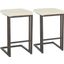 Roman Industrial Counter Stool In Antique Metal And Cream Faux Leather - Set Of 2