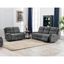 Ronald Contemporary Faux Leather Living Room Sofa Set In Gray