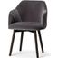 Ronald Ii Grey Velvet Wrap Black Wooden Base Dining Chair Set of 2