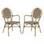 Rosen Brown and White French Bistro Stacking Arm Chair Set of 2
