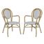Rosen Grey and White French Bistro Stacking Arm Chair Set of 2