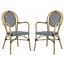 Rosen Navy and White French Bistro Stacking Arm Chair Set of 2