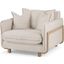 Roy Ii Beige Upholstered And Brown Wood Frame Arm Chair
