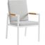 Royal White Aluminum And Teak Outdoor Dining Chair With Light Gray Fabric