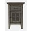 Shores Distressed Acacia USB Charging Chairside End Table In Stone