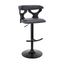 Ruth Adjustable Swivel Gray Faux Leather and Black Wood Bar Stool with Black Base