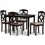 Ruth Modern And Contemporary Beige Fabric Upholstered And Dark Brown Finished 5-Piece Dining Set
