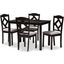 Ruth Modern And Contemporary Espresso Brown Finished And Grey Fabric Upholstered 5-Piece Dining Set