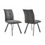Rylee Dining Room Accent Chair Set of 2 In Charcoal Fabric and Black Finish