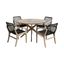 Sachi and Brighton 5-Piece Dining Set In Light Eucalyptus Wood with Charcoal Rope