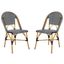 Salcha Black, White and Light Brown Indoor/Outdoor French Bistro Stacking Side Chair Set of 2