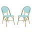 Salcha Teal, White and Light Brown Indoor/Outdoor French Bistro Stacking Side Chair Set of 2