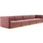 Sanguine Channel Tufted Performance Velvet 4 Seat Modular Sectional Sofa In Dusty Rose