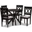 Sanne Modern and Contemporary Grey Fabric Upholstered and Dark Brown Finished Wood 5-Piece Dining Set