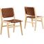 Saoirse Faux Leather Wood Dining Side Chair Set of 2 In Natural Brown
