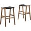 Saoirse Woven Rope Wood Bar Stool Set of 2 In Walnut Black