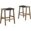 Saoirse Woven Rope Wood Counter Stool Set of 2 In Walnut Black