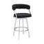 Saturn 26 Inch Counter Height Swivel Black Faux Leather and Brushed Stainless Steel Bar Stool