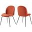 Scoop Black Powder Coated Steel Leg Performance Velvet Dining Chairs - Set of 2 In Orange