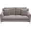 Seattle Loose Back Loveseat in Grey Polyester Fabric with Polished Silver Metal Leg