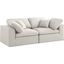 Serene Linen Textured Fabric Deluxe Comfort Modular Sofa In Cream