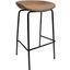 Servos Barstool with Upholstered Faux Leather Seat and Iron Frame In Sand Brown