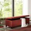 Shandra Tufted Top Storage Bench In Rust Red