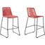 Shasta 30 Inch Outdoor Metal And Brick Red Rope Stackable Barstool Set Of 2