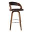 Shelly 30 Inch Bar Height Swivel Brown Faux Leather and Walnut Wood Bar Stool