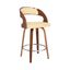 Shelly 26 Inch Counter Height Swivel Cream Faux Leather and Walnut Wood Bar Stool