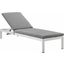 Shore Outdoor Patio Aluminum Chaise with Cushions EEI-4501-SLV-GRY