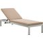 Shore Outdoor Patio Aluminum Chaise with Cushions In Silver Mocha