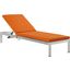 Shore Outdoor Patio Aluminum Chaise with Cushions In Silver Orange