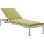 Shore Outdoor Patio Aluminum Chaise with Cushions In Silver Peridot