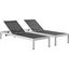 Shore Silver and Black Chaise Outdoor Patio Aluminum Set of 2