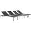 Shore Silver and Black Chaise Outdoor Patio Aluminum Set of 4