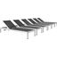 Shore Silver and Black Chaise Outdoor Patio Aluminum Set of 6