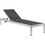 Shore Silver and Black Outdoor Patio Aluminum Mesh Chaise