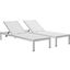 Shore Silver and White Chaise Outdoor Patio Aluminum Set of 2