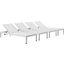 Shore Silver and White Chaise Outdoor Patio Aluminum Set of 4