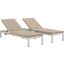 Shore Silver Beige 3 Piece Outdoor Patio Aluminum Chaise with Cushions