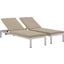Shore Silver Beige Chaise with Cushions Outdoor Patio Aluminum Set of 2