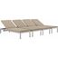 Shore Silver Beige Chaise with Cushions Outdoor Patio Aluminum Set of 4