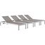 Shore Silver Gray Chaise Outdoor Patio Aluminum Set of 4 EEI-2473-SLV-GRY-SET
