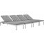 Shore Silver Gray Chaise with Cushions Outdoor Patio Aluminum Set of 4